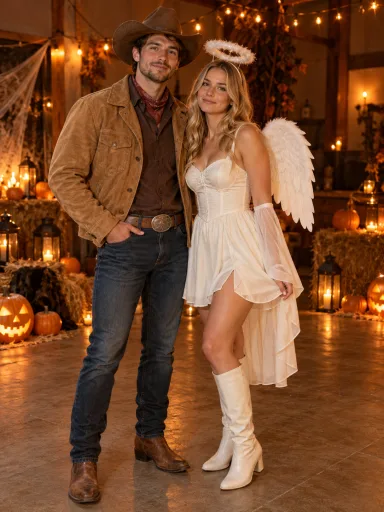 Cowboy & Angel — AI-generated costume illustrations · your result will vary