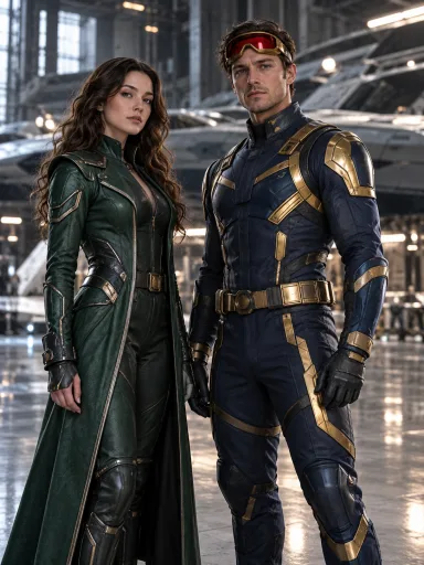 Sci-Fi Hero Duo — AI-generated costume illustrations · your result will vary