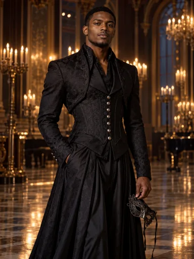 Gothic Masquerade Tailoring — AI-generated costume illustrations · your result will vary