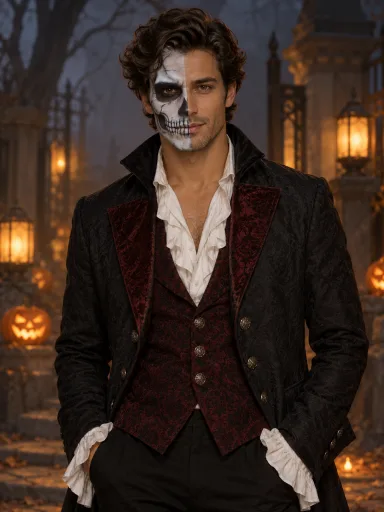 Half-Skull Makeup — AI-generated costume illustrations · your result will vary