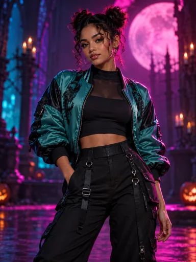 Neon Pop Hunter — AI-generated costume illustrations · your result will vary