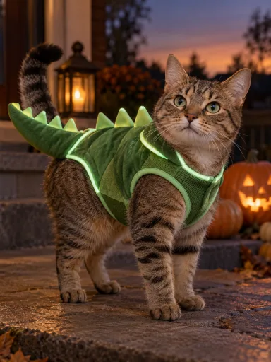 Glowing Dinosaur Pet — AI-generated costume illustrations · your result will vary
