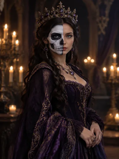 Purple Skull Sovereign — AI-generated costume illustrations · your result will vary