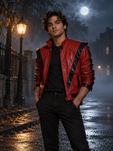 Retro Red Jacket — AI-generated costume illustrations · your result will vary